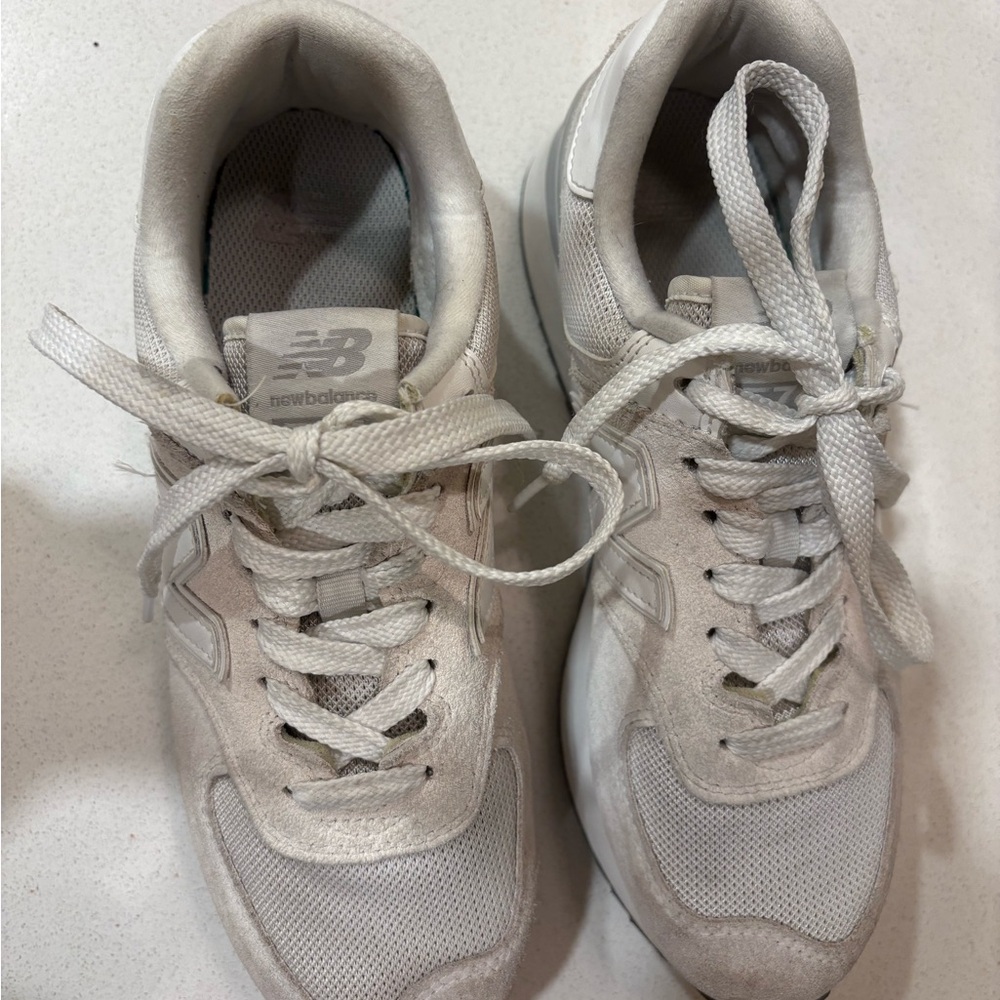 New Balance Women's Cream and Gray Sneakers - Picture 6 of 6